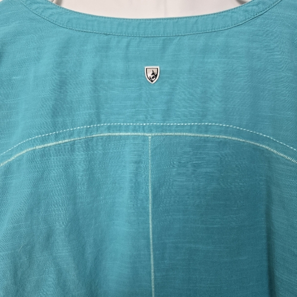 Kuhl Aqua Button-Up Women's Top Blouse Roll Tab 3/4 Sleeves Size L - Picture 6 of 9